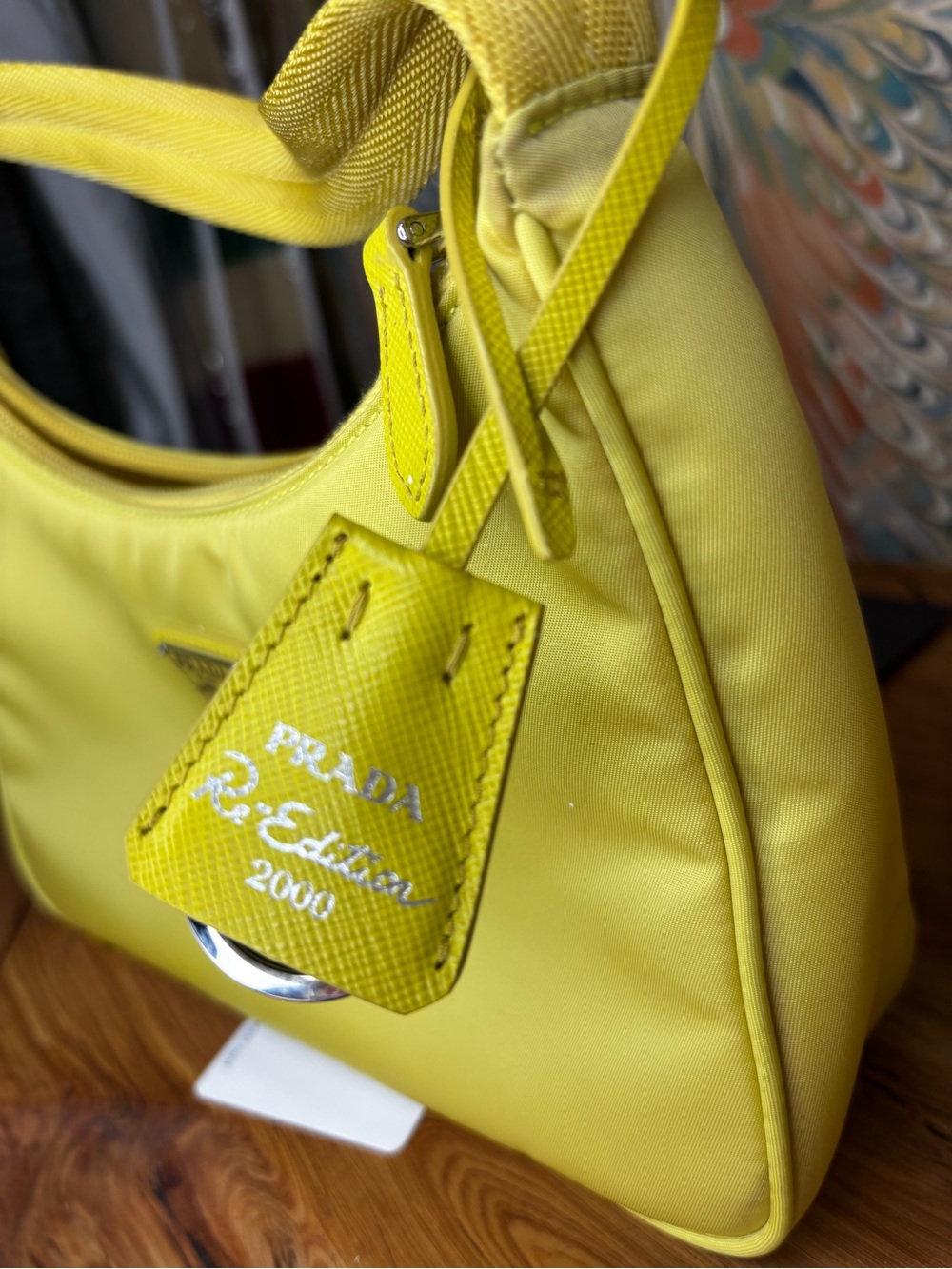 Prada “Ananas” Yellow Nylon Shoulder Bag Y2K Re-edition - Picture 2 of 7